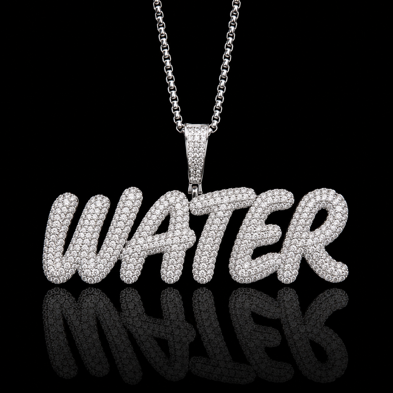 Custom “Handsign Letter” Carbon Diamond Pendant – Titanium & 18K Vermeil Gold (Free Chain Included)