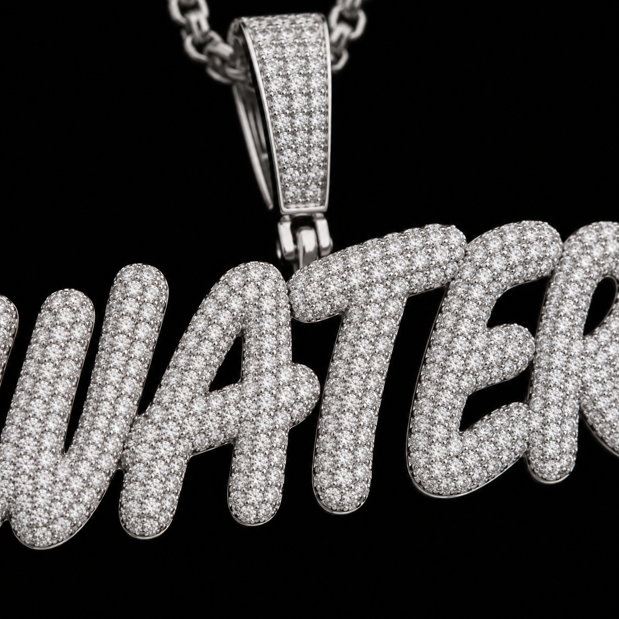Custom “Handsign Letter” Carbon Diamond Pendant – Titanium & 18K Vermeil Gold (Free Chain Included)