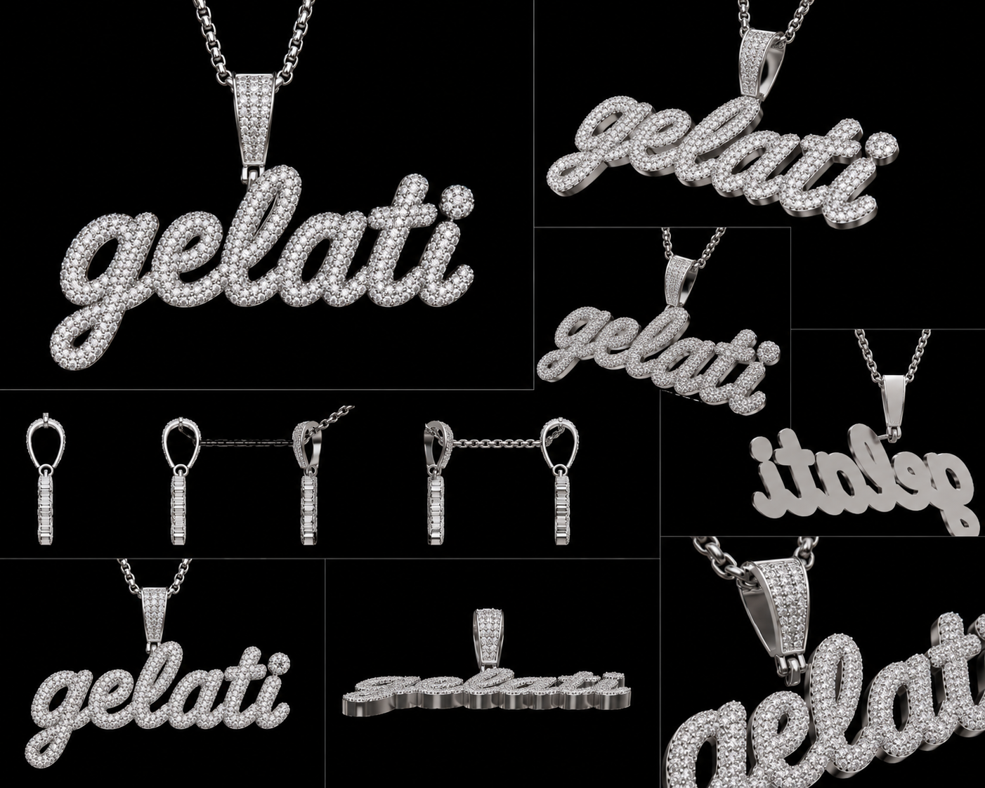 Custom “Handsign Letter” Carbon Diamond Pendant – Titanium & 18K Vermeil Gold (Free Chain Included)
