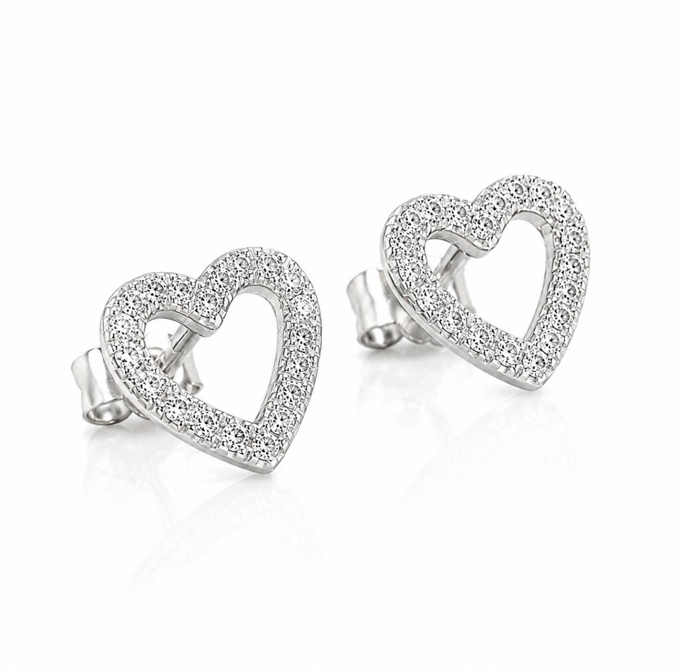 GELATI HALO HOLLOW HEART EARRINGS – FL/IF LAB MOISSANITE | 925 SILVER & 18K VERMEIL GOLD