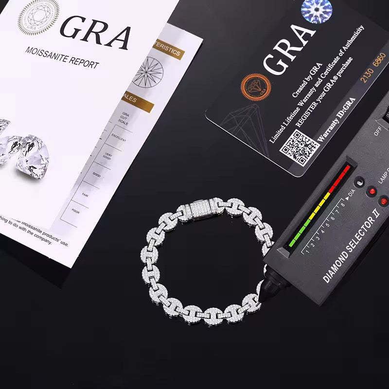 Gelati's 6MM Gucci Link VVS1 Diamond Bracelet in solid 925 Sterling Silver & 18k Vermeil Gold