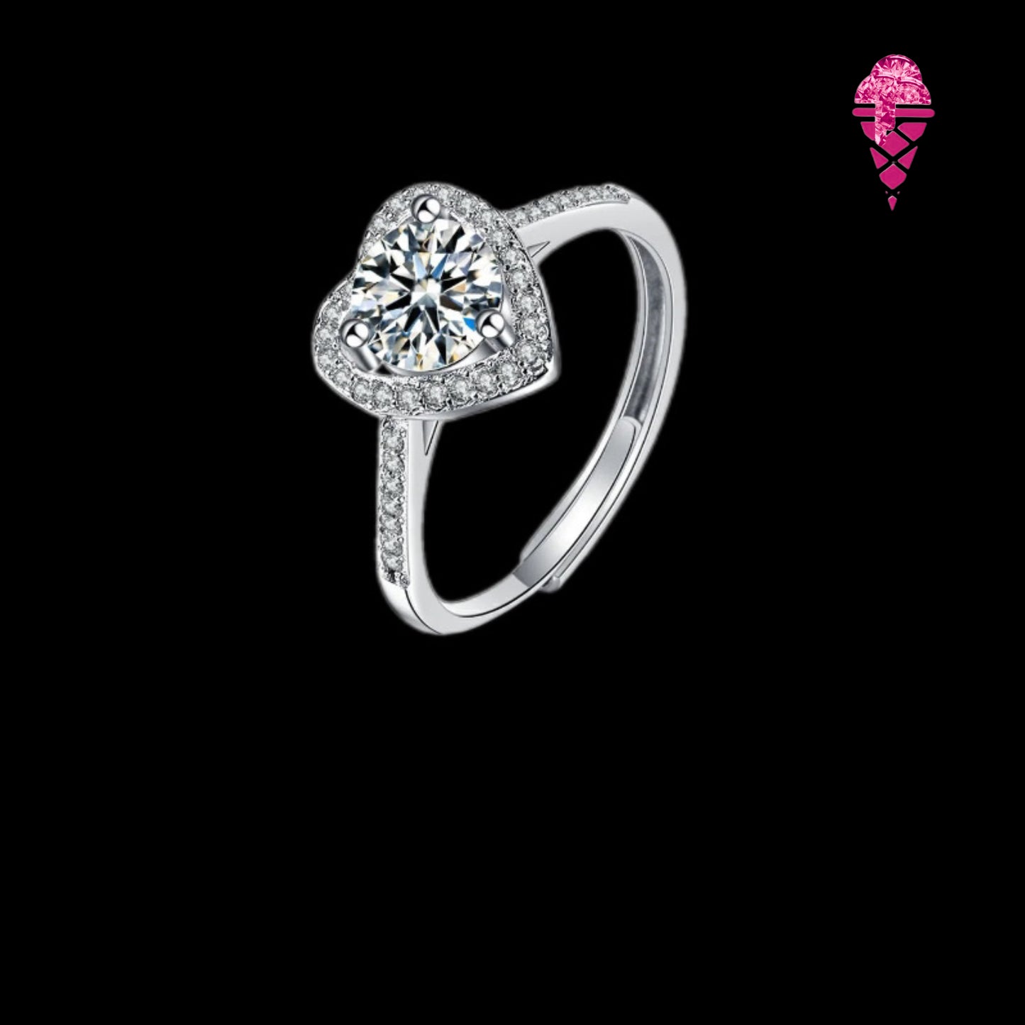 Gelati' Diamond Heart "Amore" Ring in 925 Sterling Silver & VVS1 Moissanite Diamonds