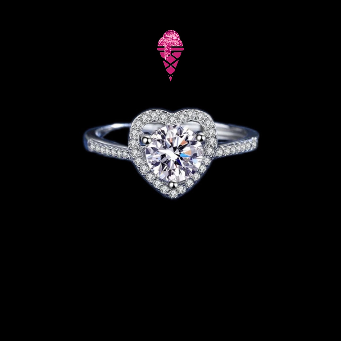 Gelati' Diamond Heart "Amore" Ring in 925 Sterling Silver & VVS1 Moissanite Diamonds