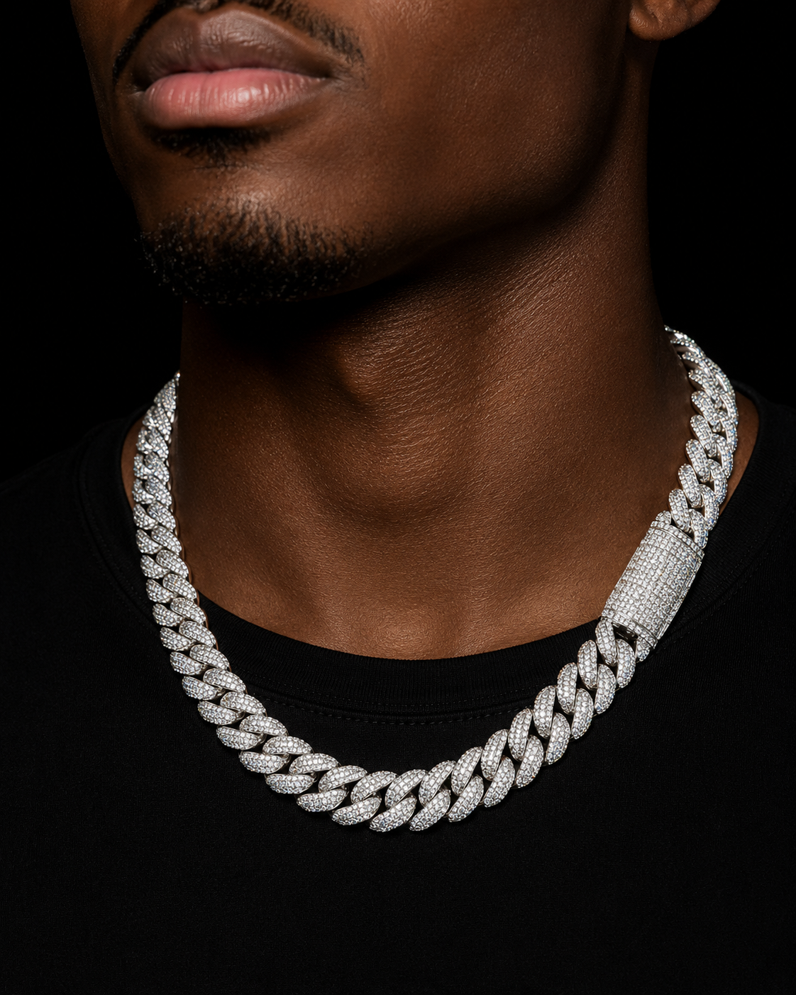 17MM Moon Link Tri Row Raised Pointers™ Cuban Chain — FL-IF Certified Lab Moissanite | 925 Silver + 18K Vermeil Gold