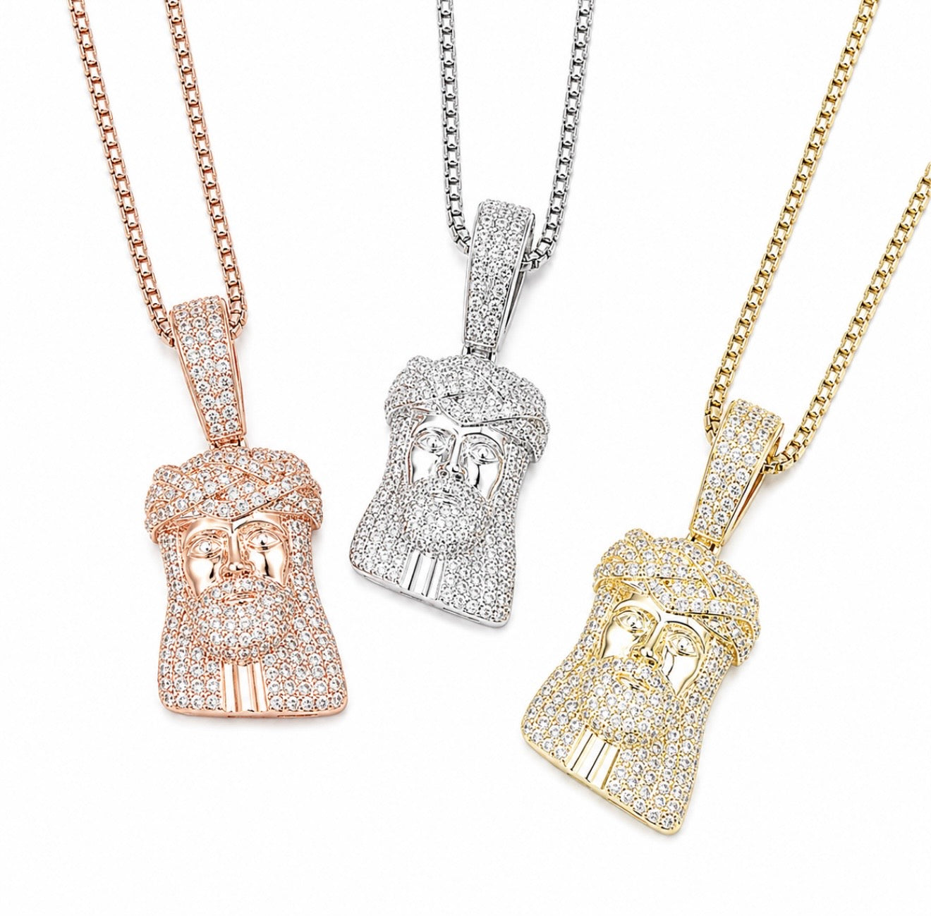 GELATI CLASSIC 925 SILVER JESUS PIECE |DVVS1 MOISSANITE DIAMOND PENDANT NECKLACE