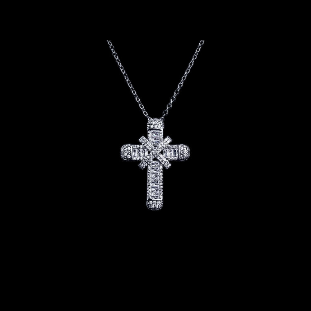 Gelati's X Cross Diamond Pendant in Solid Titanium & 18 K Vermeil Gold Accents