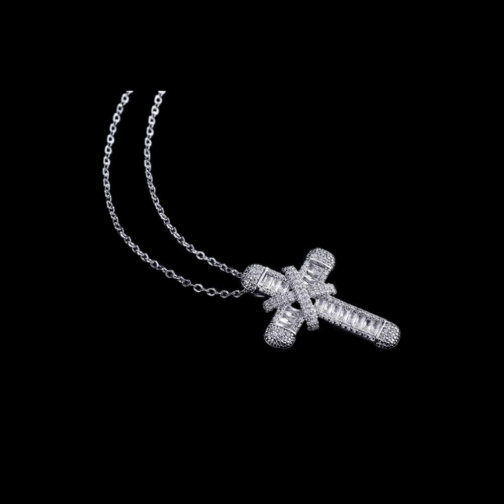 Gelati's X Cross Diamond Pendant in Solid Titanium & 18 K Vermeil Gold Accents