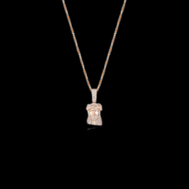 Gelati's Classic 925 Silver Jesus Piece  Diamond Pendant Necklace