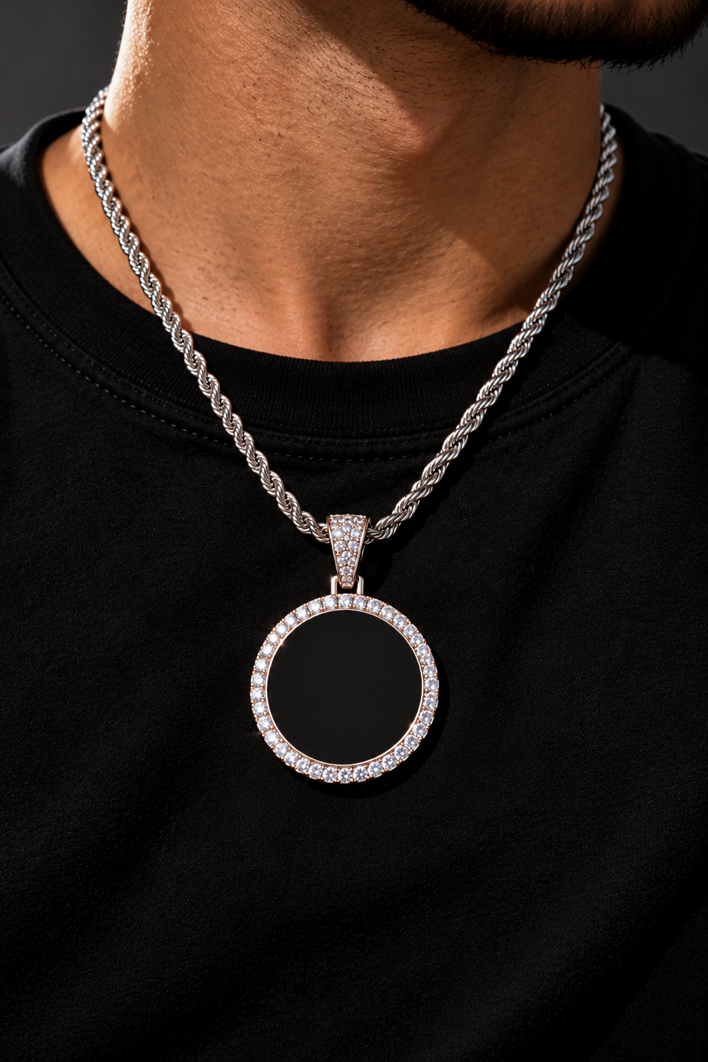 GELATI Bespoke infinity Diamond Photo Pendant | FL-IF Lab Moissanite | 999 Italian Silver | 18K Vermeil Gold
