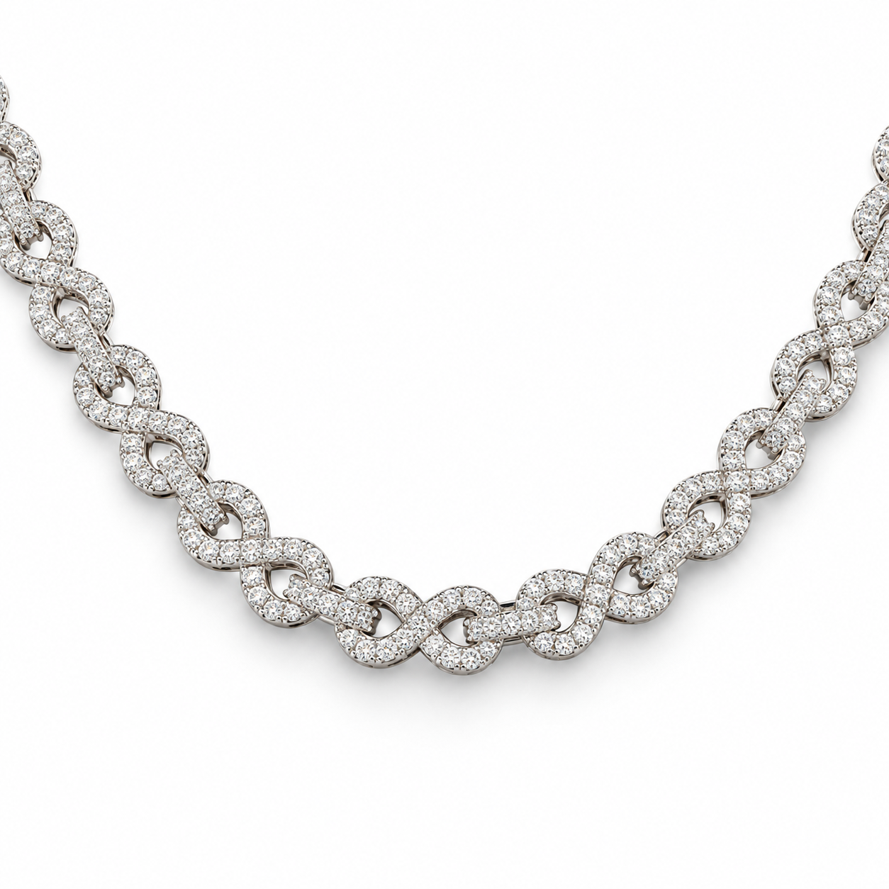 GELATI BESPOKE INFINITY LINK DIAMOND NECKLACE | FL-IF Moissanite | 925 Sterling Silver | 18K Vermeil Gold