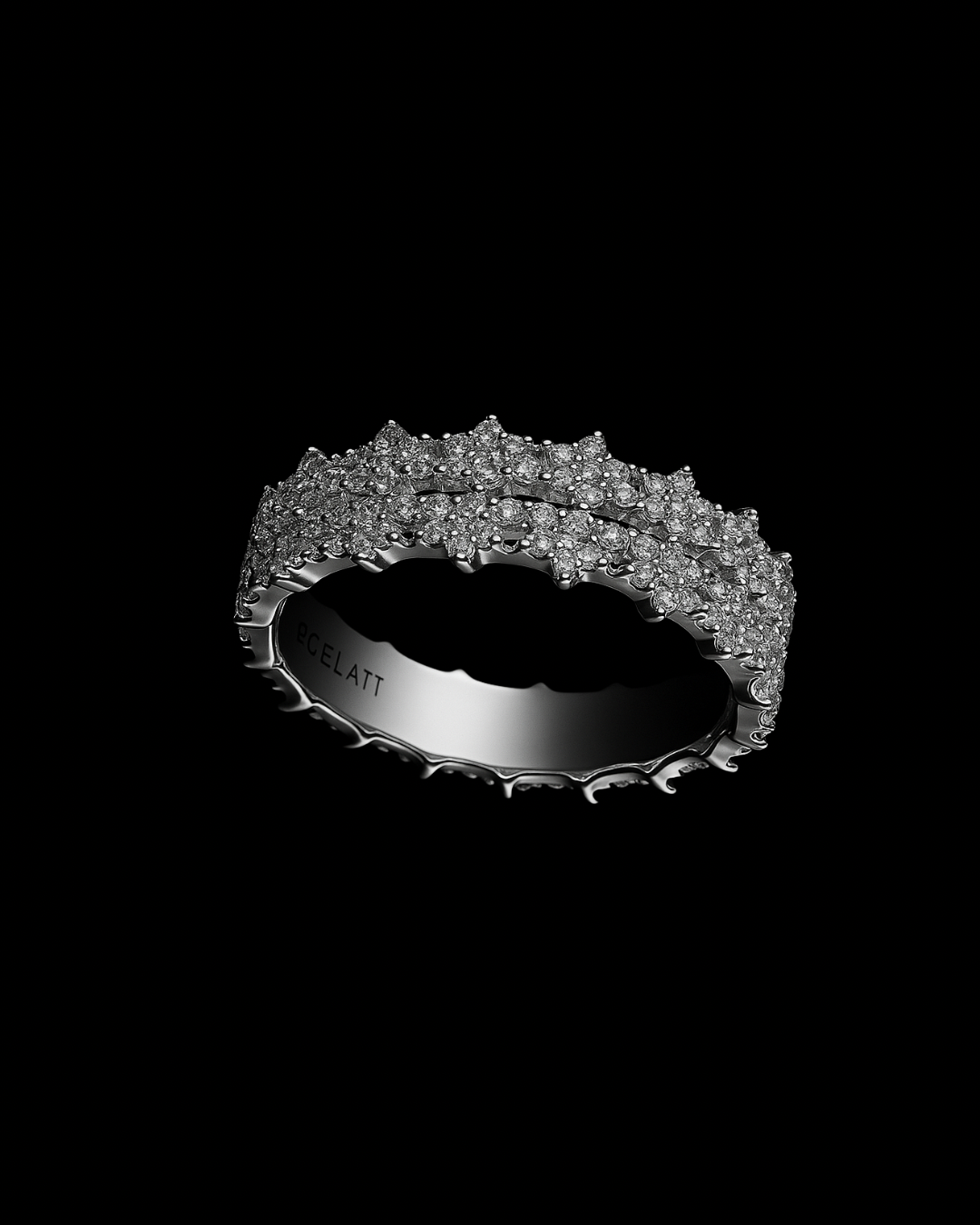 Gelati's Pentagram 3CT VVS1 Diamond Ring In Solid 925 Silver & 18k Vermeil Gold Inlay