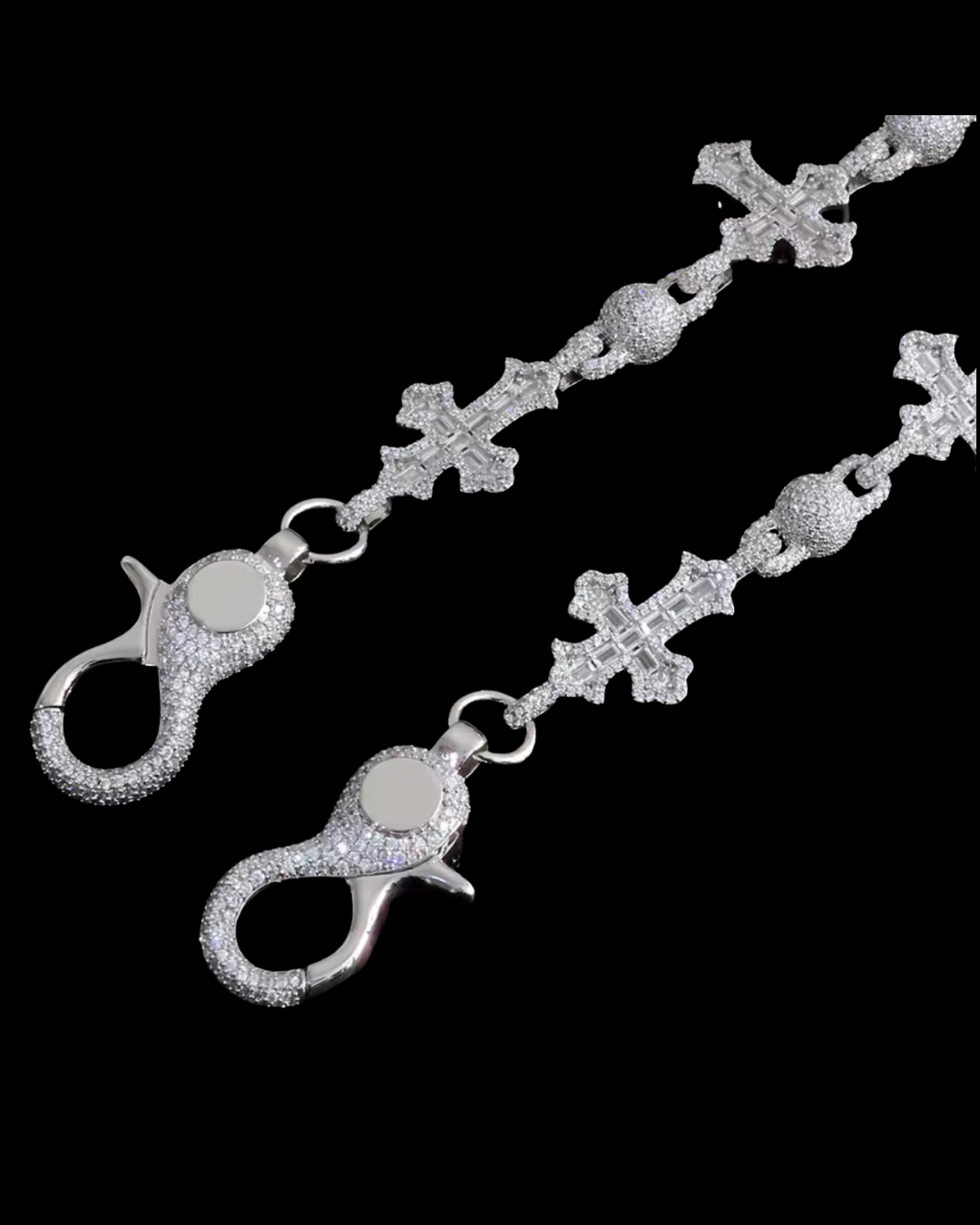 Gelati's Custom Fallen Cross Beads Diamond Keychain in Solid Titanium & 14k Vermeil Gold Inlay