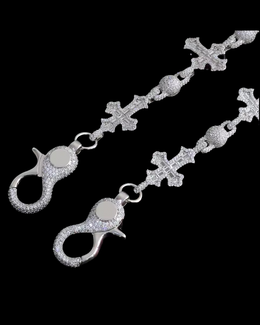 Gelati's Custom Fallen Cross Beads Diamond Keychain in Solid Titanium & 14k Vermeil Gold Inlay