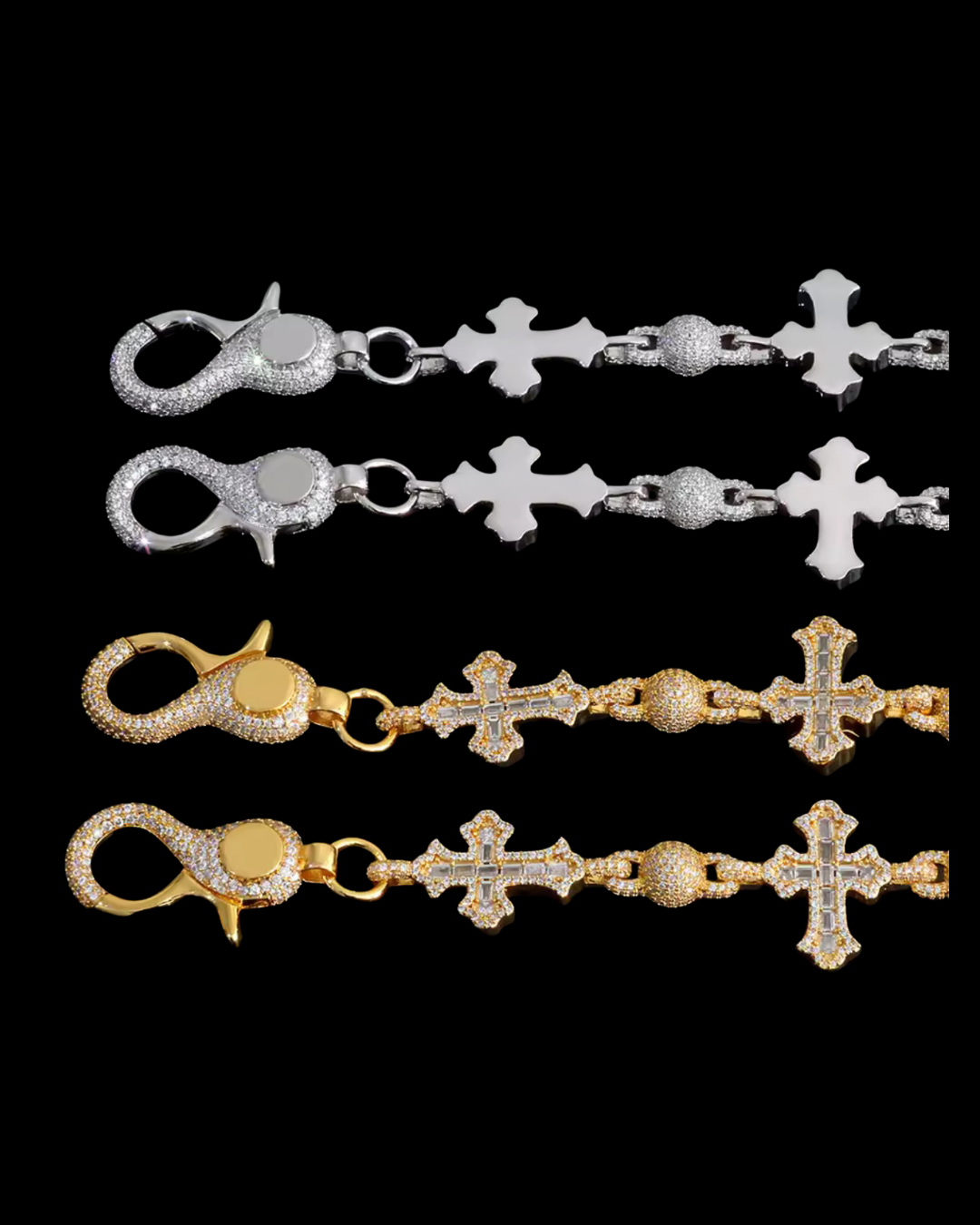 Gelati's Custom Fallen Cross Beads Diamond Keychain in Solid Titanium & 14k Vermeil Gold Inlay