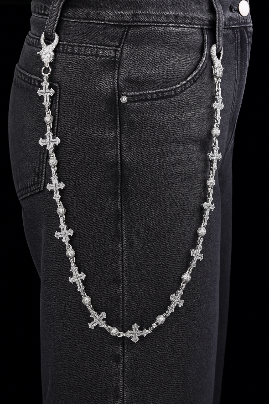 Gelati's Custom Fallen Cross Beads Diamond Keychain in Solid Titanium & 14k Vermeil Gold Inlay