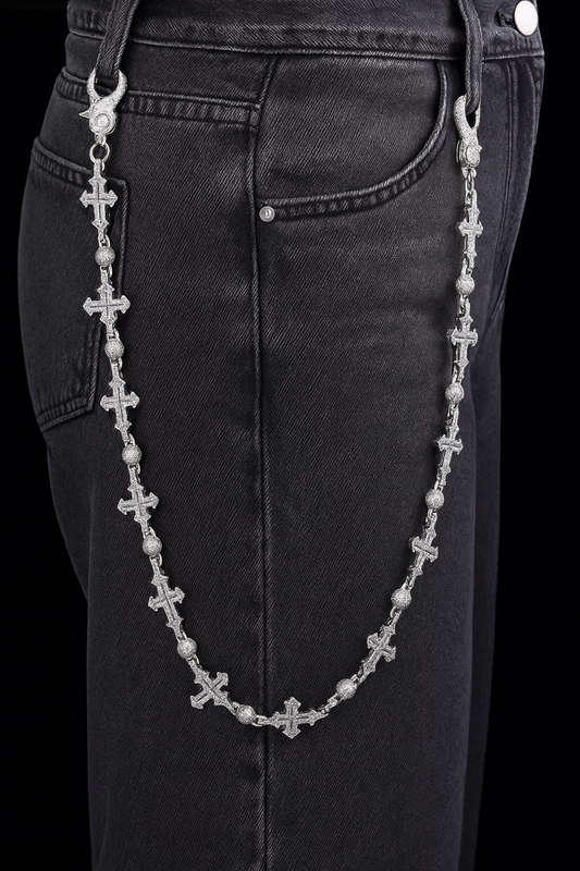 Gelati's Custom Fallen Cross Beads Diamond Keychain in Solid Titanium & 14k Vermeil Gold Inlay