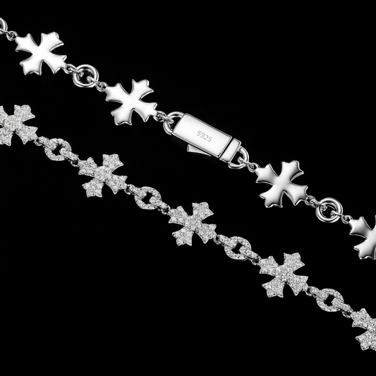 Gelati's Bespoke Independent Cross-Link FL-IF / CB Diamond Necklace in Solid 925 Sterling Silver & 18 Vermeil Gold Inlay