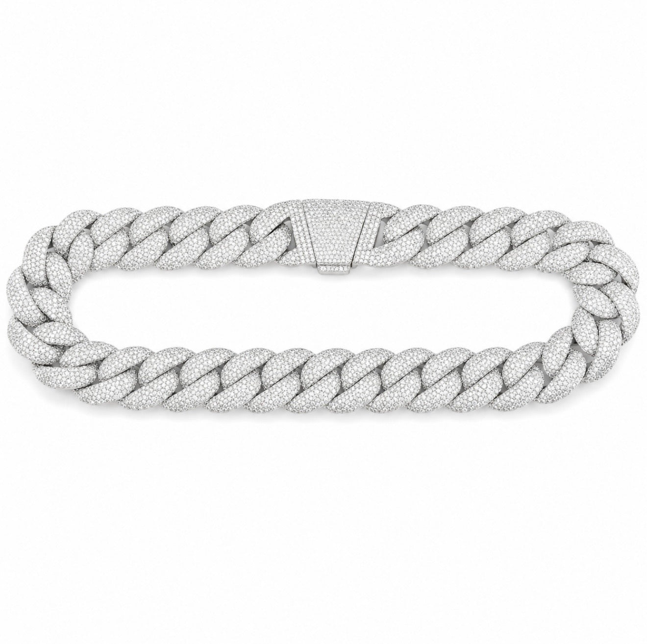 Gelati™ Glacier Cuban Link Chain – CB/DVVS1 Moissanite™ | 18K White Vermeil|Custom Lock