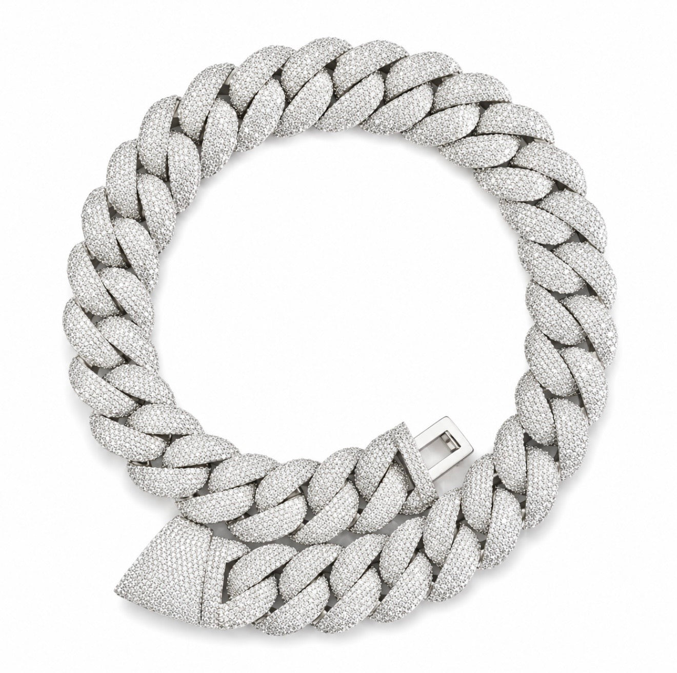 Gelati™ Glacier Cuban Link Chain – CB/DVVS1 Moissanite™ | 18K White Vermeil|Custom Lock