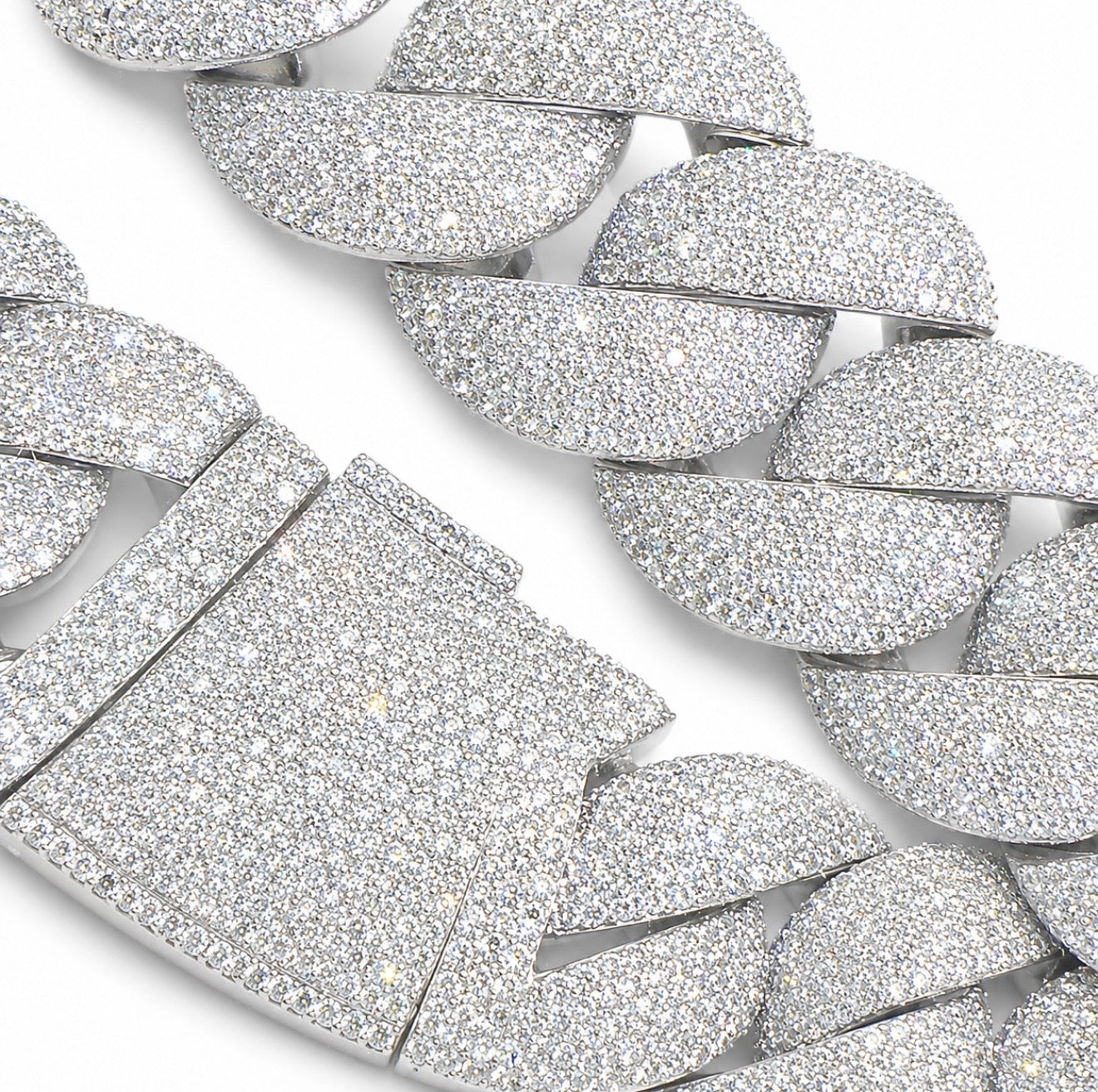 Gelati™ Glacier Cuban Link Chain – CB/DVVS1 Moissanite™ | 18K White Vermeil|Custom Lock