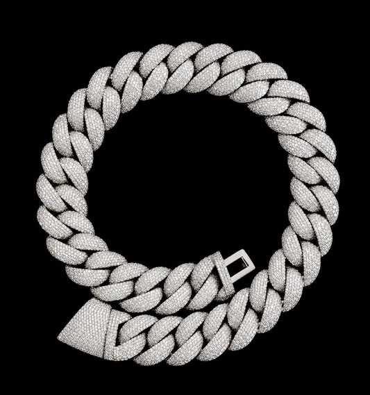 Gelati™ Glacier Cuban Link Chain – CB/DVVS1 Moissanite™ | 18K White Vermeil|Custom Lock