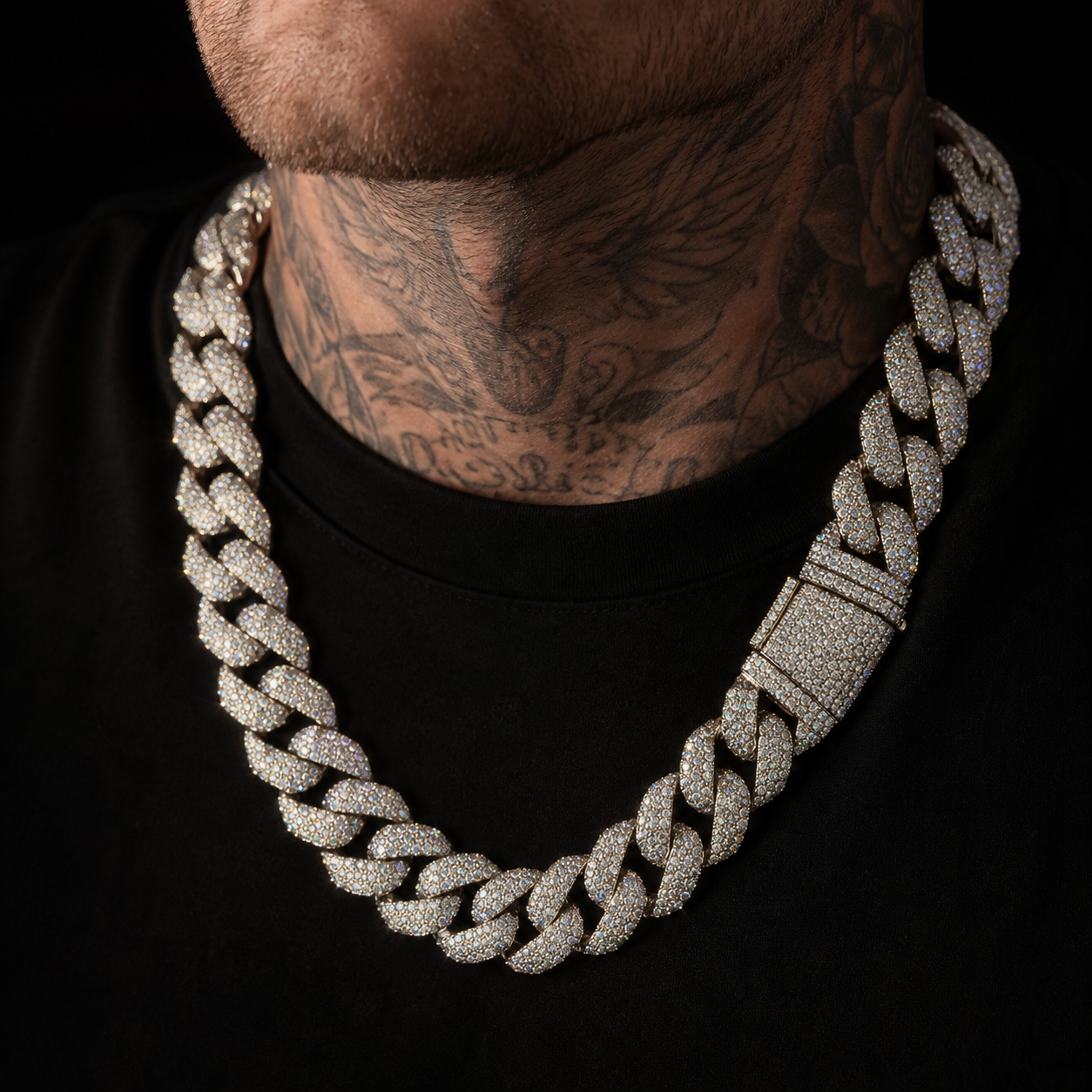 Gelati™ Glacier Cuban Link Chain – CB/DVVS1 Moissanite™ | 18K White Vermeil|Custom Lock
