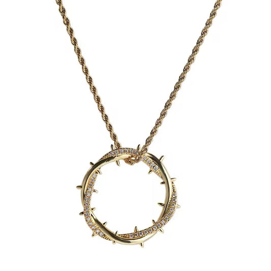 GELATI’S CROWN OF THORNS DIAMOND PENDANT – IN SOLID TITANIUM & CARBON SYNTHETIC DIAMONDS WITH 18K VERMEIL GOLD INSERTS