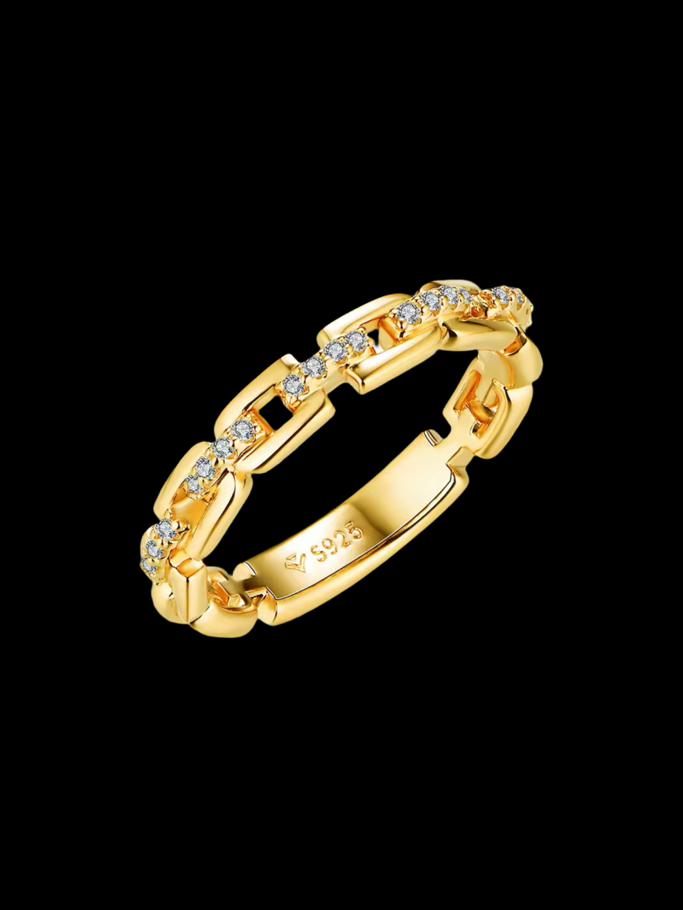 Gelati's Chained Micro Pave Diamond Band in 925 Sterling Silver & VVS1 Moissanite