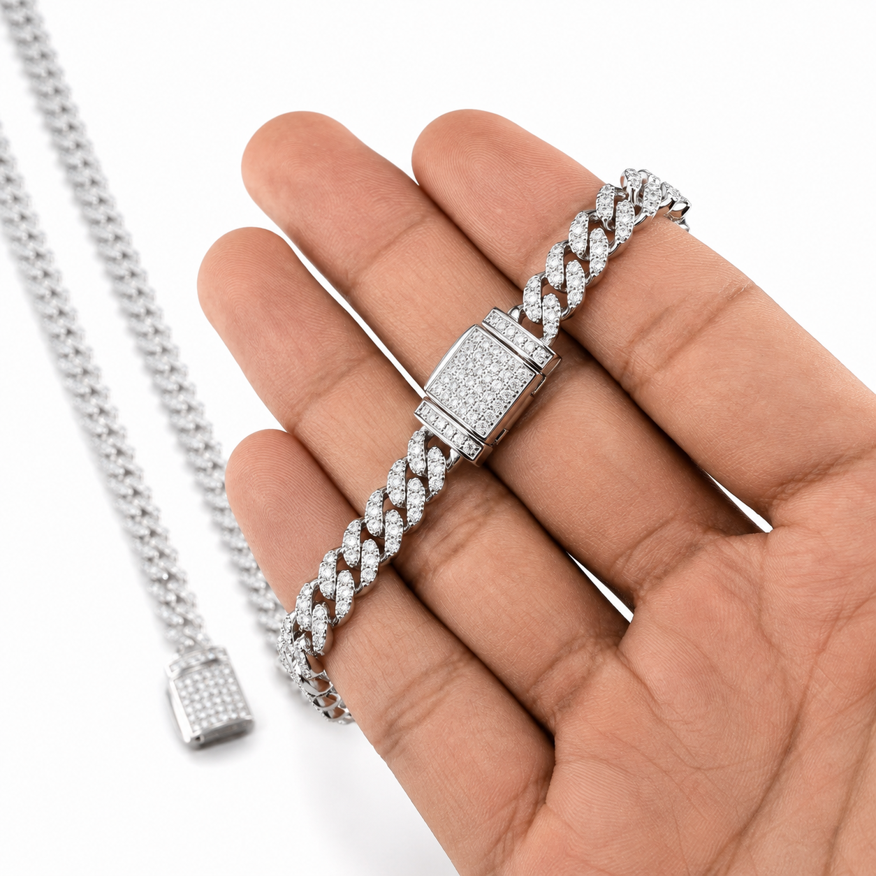 Gelati Ultra Thin Miami Link TitanSteel |925 Silver 7MM Diamond Cuban Bracelet | 18k Vermeil Gold