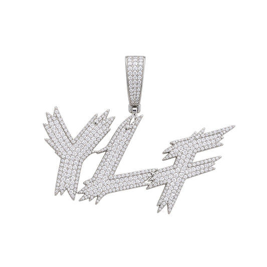 Gelati Custom Spiked Frame Diamond Pendant in Solid Titanium & 18k Vermeil Gold + Free Rope Chain