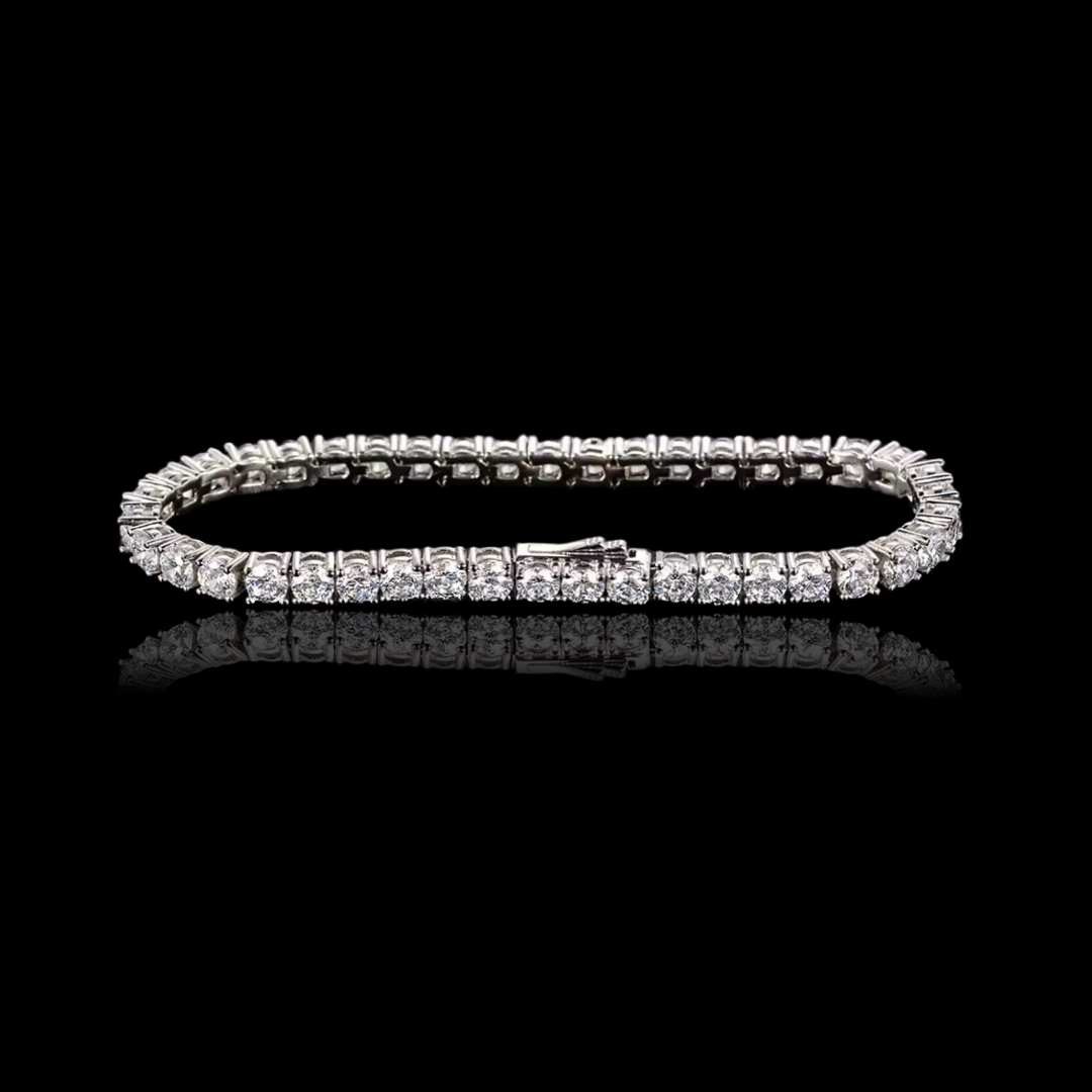 Gelati's Signature Diamond Emerald Cut Tennis Bracelet in 925 Silver & 18k Vermeil Gold