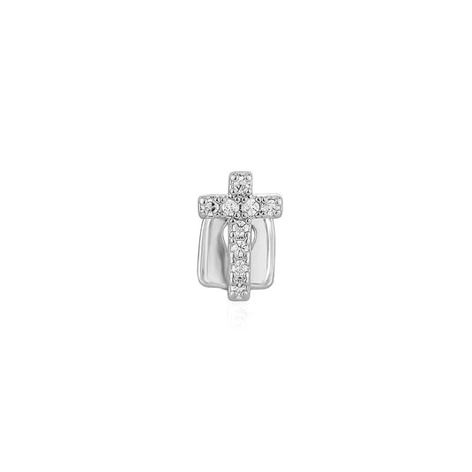 Diamond Cross Invisible Set Carbon Diamond Toothcap in solid Titanium & 18k Vermeil Gold