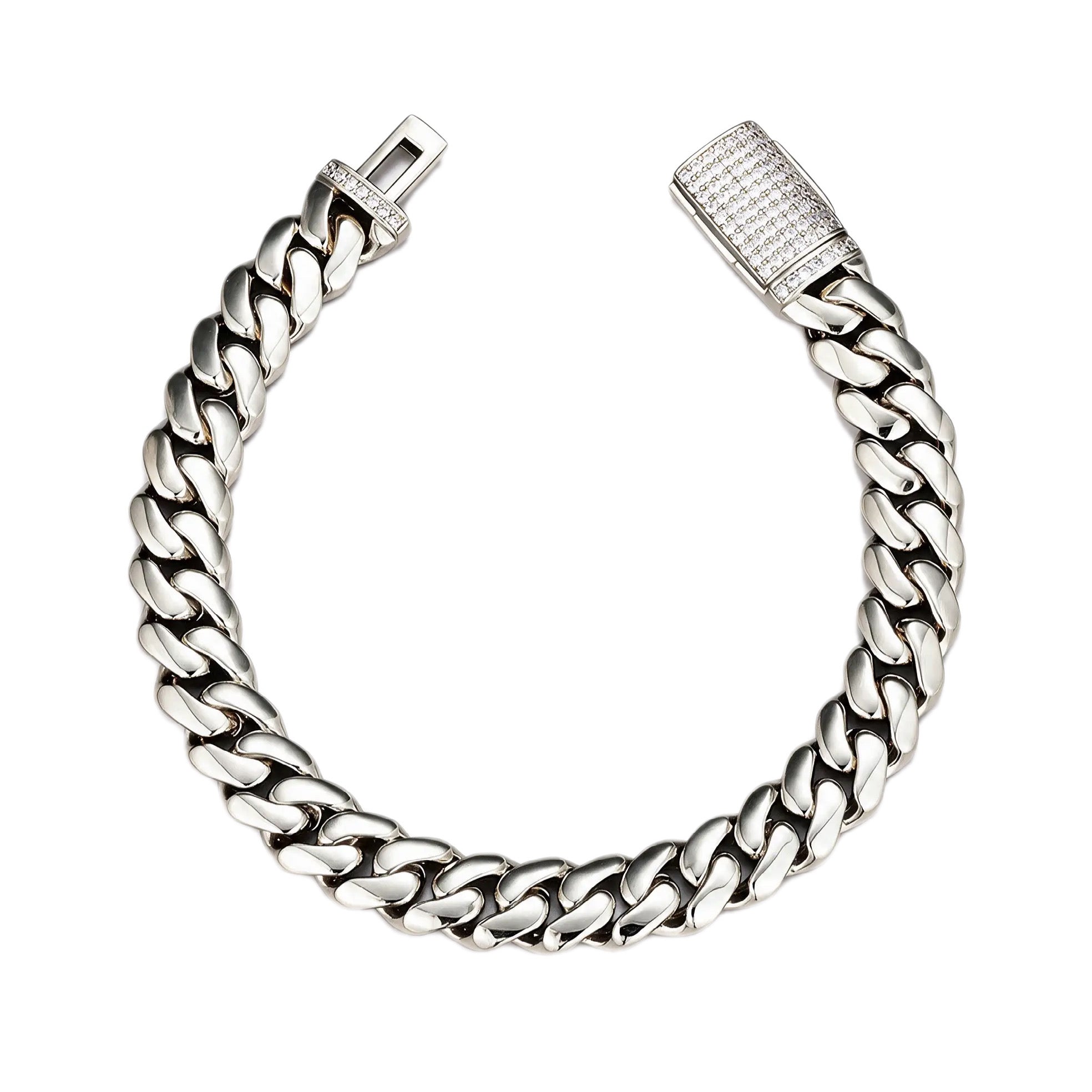 GELATI DIAMOND LOCK CUBAN BRACELET – VVS1 MOISSANITE TITANIUM STEEL 18K VERMEIL