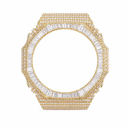 Gelati Baguette Cut G-Shock Case Mod GA2100 VVS1 Lab Moissanite Diamond & 18k Vermeil White Gold