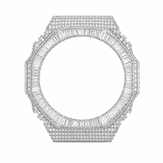 Gelati Baguette Cut G-Shock Case Mod GA2100 VVS1 Lab Moissanite Diamond & 18k Vermeil White Gold