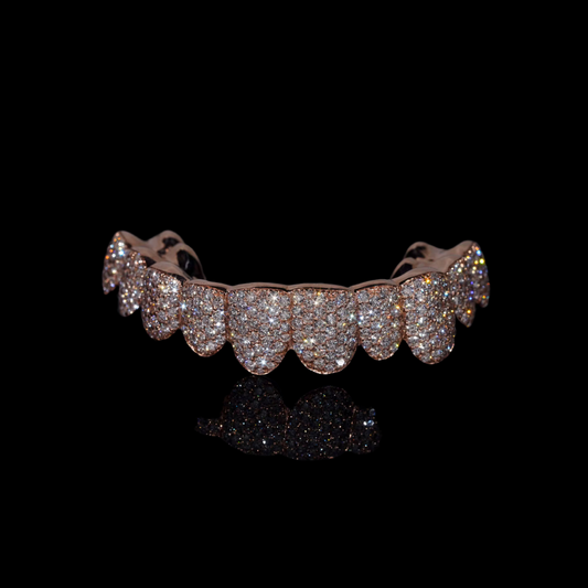 Gelati's Bespoke Custom Invisible Set - Rimless Diamond Grillz In Solid 925 Silver & Dental Gold