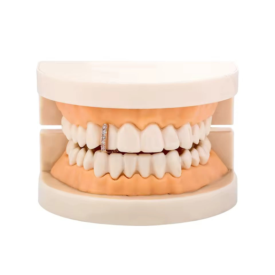 GELATI | Diamond Tooth spacer in Steel & 18k Vermeil Gold
