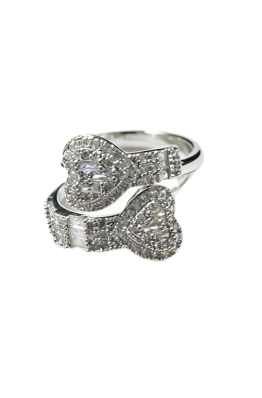 GELATI AMORE HEART BAGUETTE CB DIAMOND RESIZABLE RING |TITANIUM & 18K VERMEIL