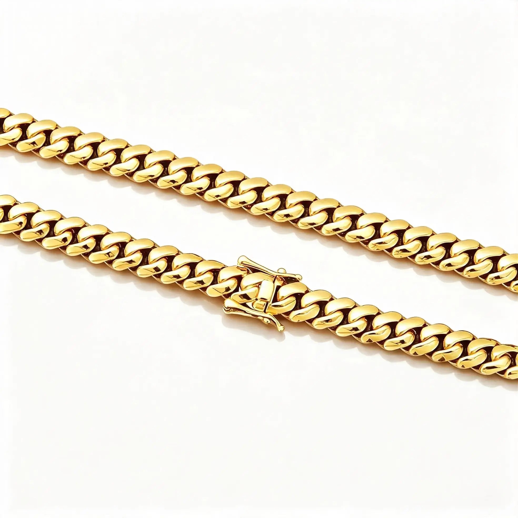 Gelati Plain Lobster Lock 18k Vermeil Gold & Steel Miami Curb Cuban Chain