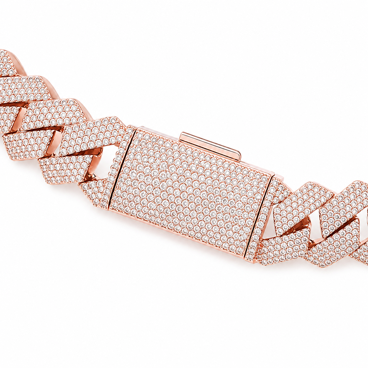 Gelati Micro Pave Setting HCD/VVS1 Moissanite |Diamond Titanium  Miami Square Necklace |18k Vermeil Gold