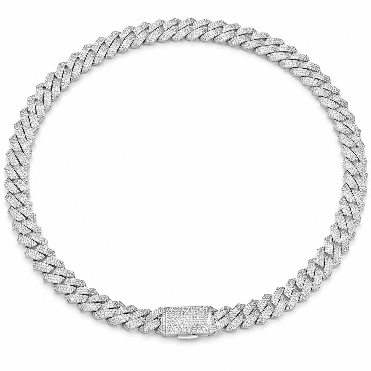 Gelati Micro Pave Setting HCD/VVS1 Moissanite |Diamond Titanium  Miami Square Necklace |18k Vermeil Gold
