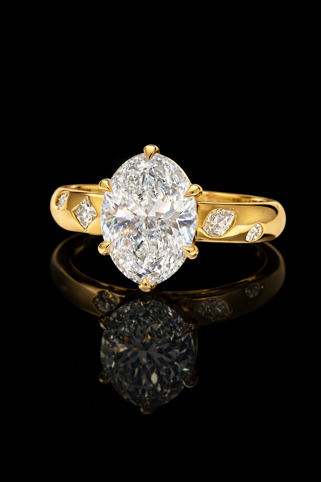 Diamond Touch Oval Eternity Ring – 3CTW DVVS1 Moissanite, 925 Silver & Platinum Vermeil