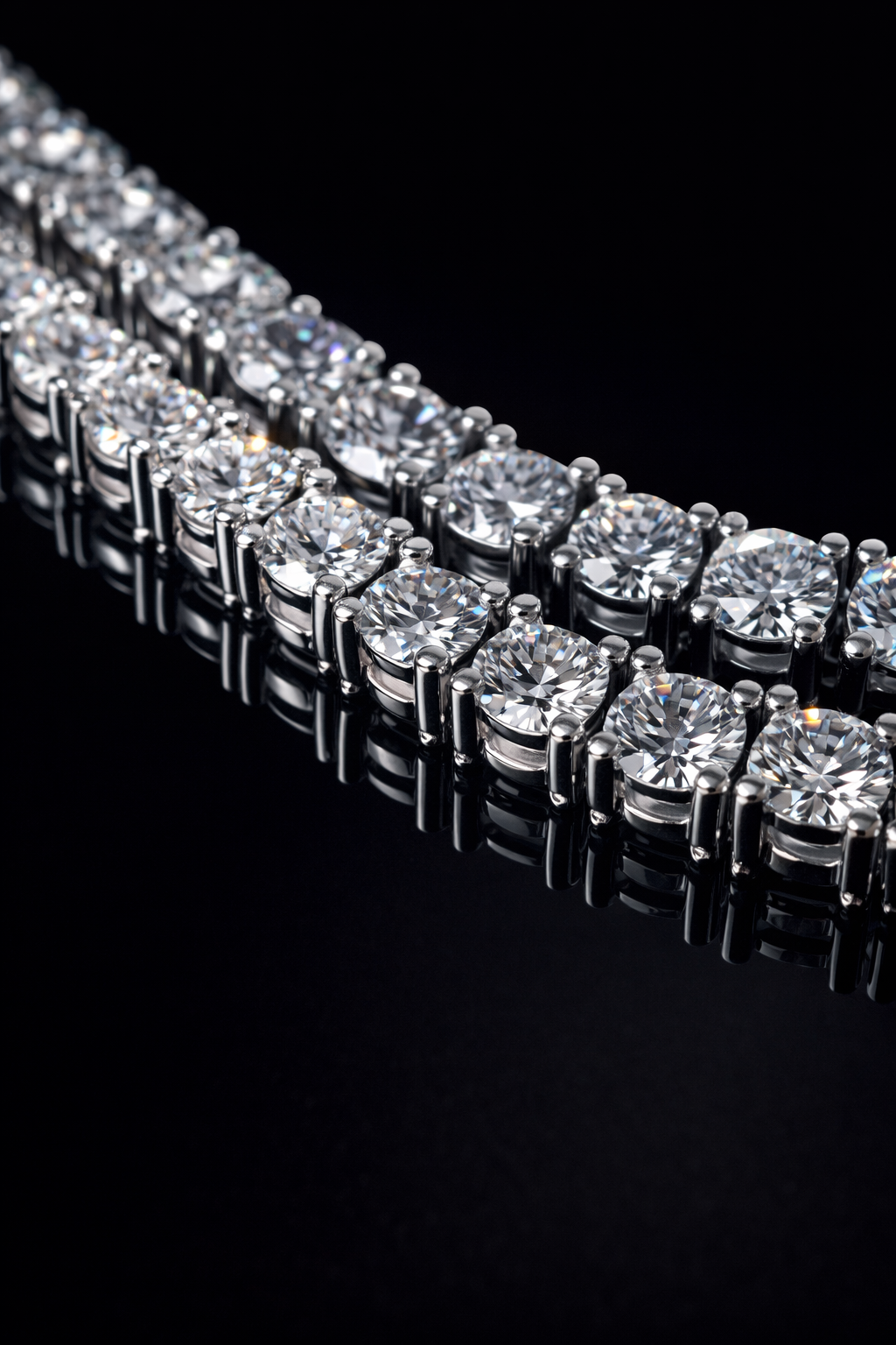 Gelati's Bespoke VVS1/CB 8CT Diamond "Glaciale"  Round & Square Cut Tennis Bracelet in 925 Silver & 18k Vermeil Gold