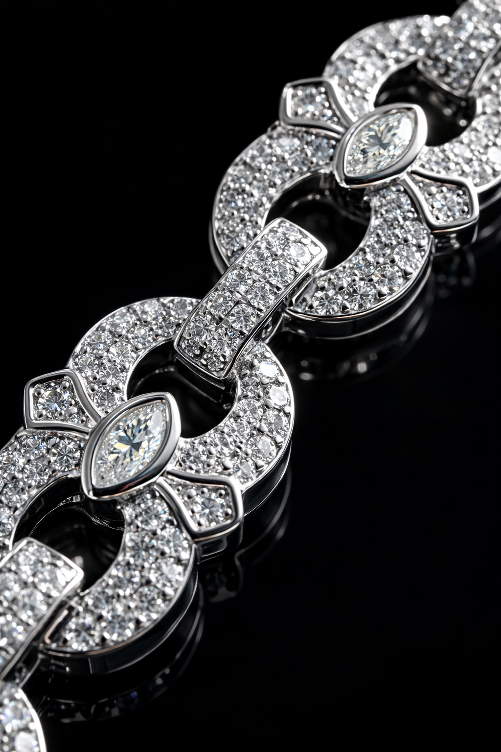 Gelati's Infinity Link & Marquise Cut Hybrid VVS1 Diamond Bracelet in solid 925 Sterling Silver & 18k Vermeil Gold Inlay
