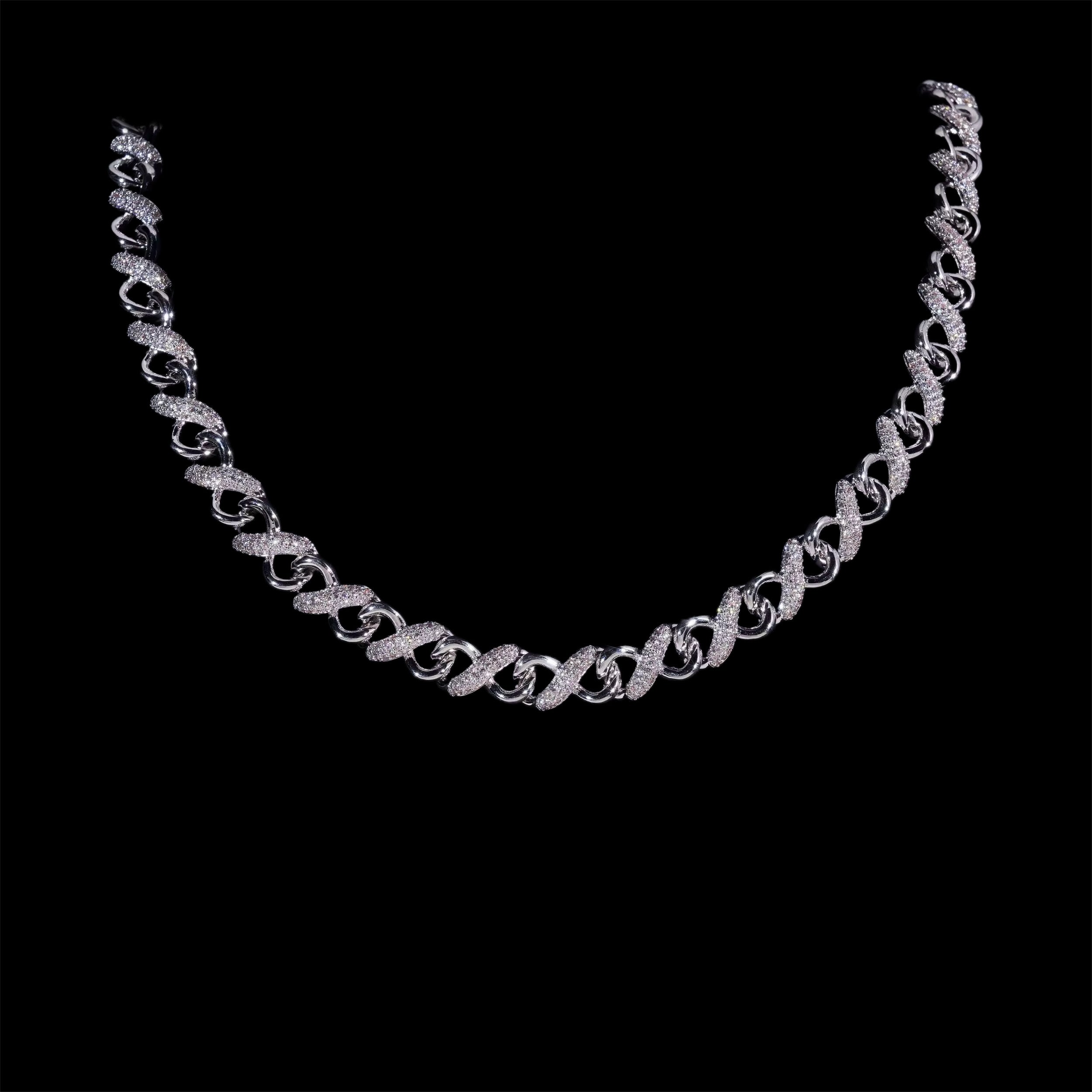 Gelati's Bespoke Two Tone 14MM Infinity Link VVS1 Diamond Cuban Necklace in 925 Sterling Silver & 18k Vermeil Gold