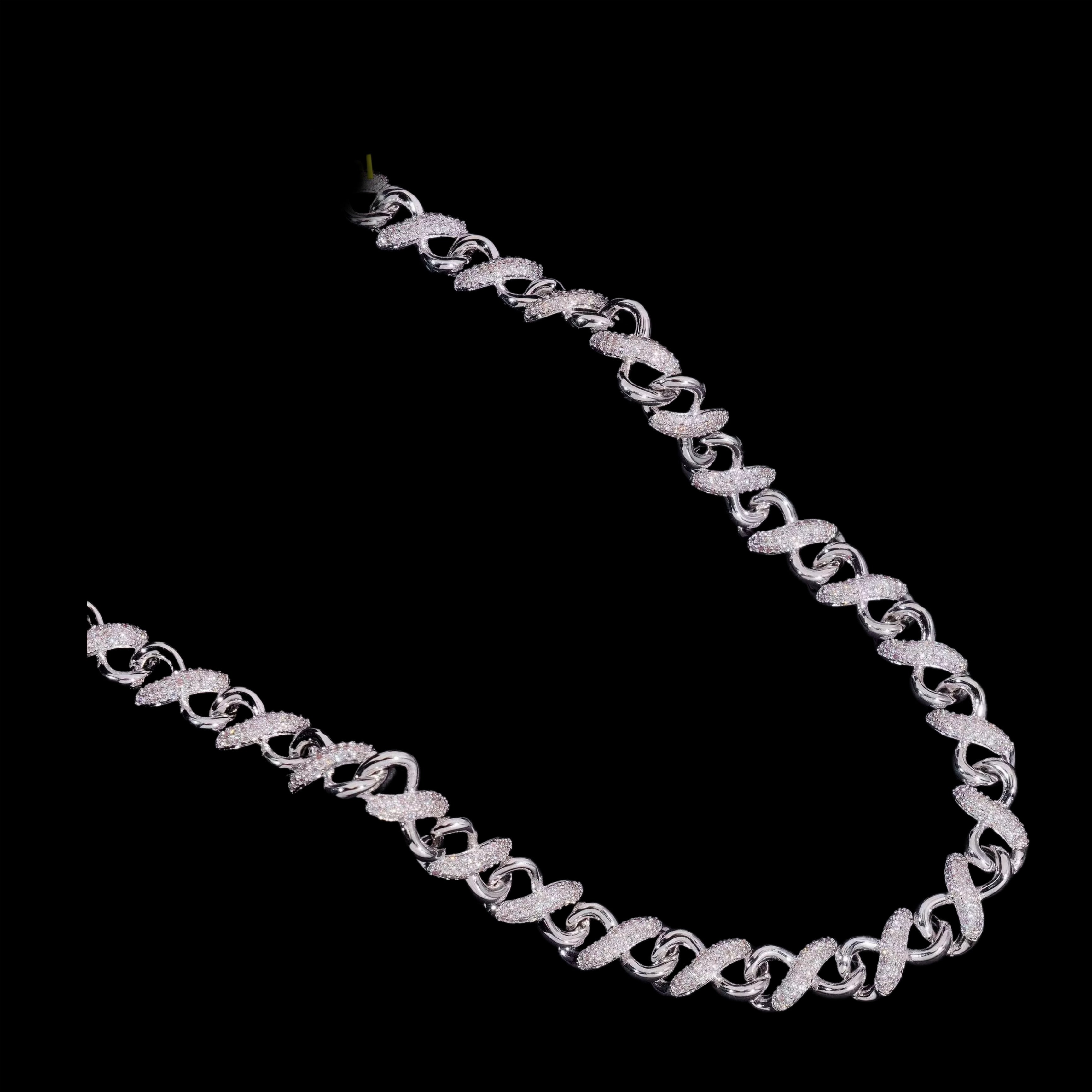 Gelati's Bespoke Two Tone 14MM Infinity Link VVS1 Diamond Cuban Necklace in 925 Sterling Silver & 18k Vermeil Gold