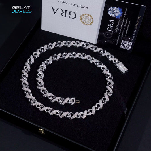 Gelati's Bespoke Two Tone 14MM Infinity Link VVS1 Diamond Cuban Necklace in 925 Sterling Silver & 18k Vermeil Gold