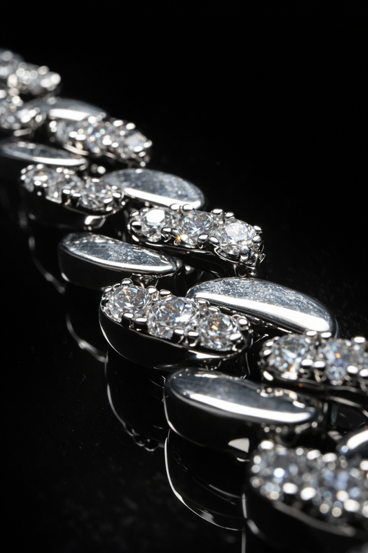 Gelati's Hybrid Carbon Diamonds Two Tone Cuban Necklace in Titanium & 18K Vermeil Gold