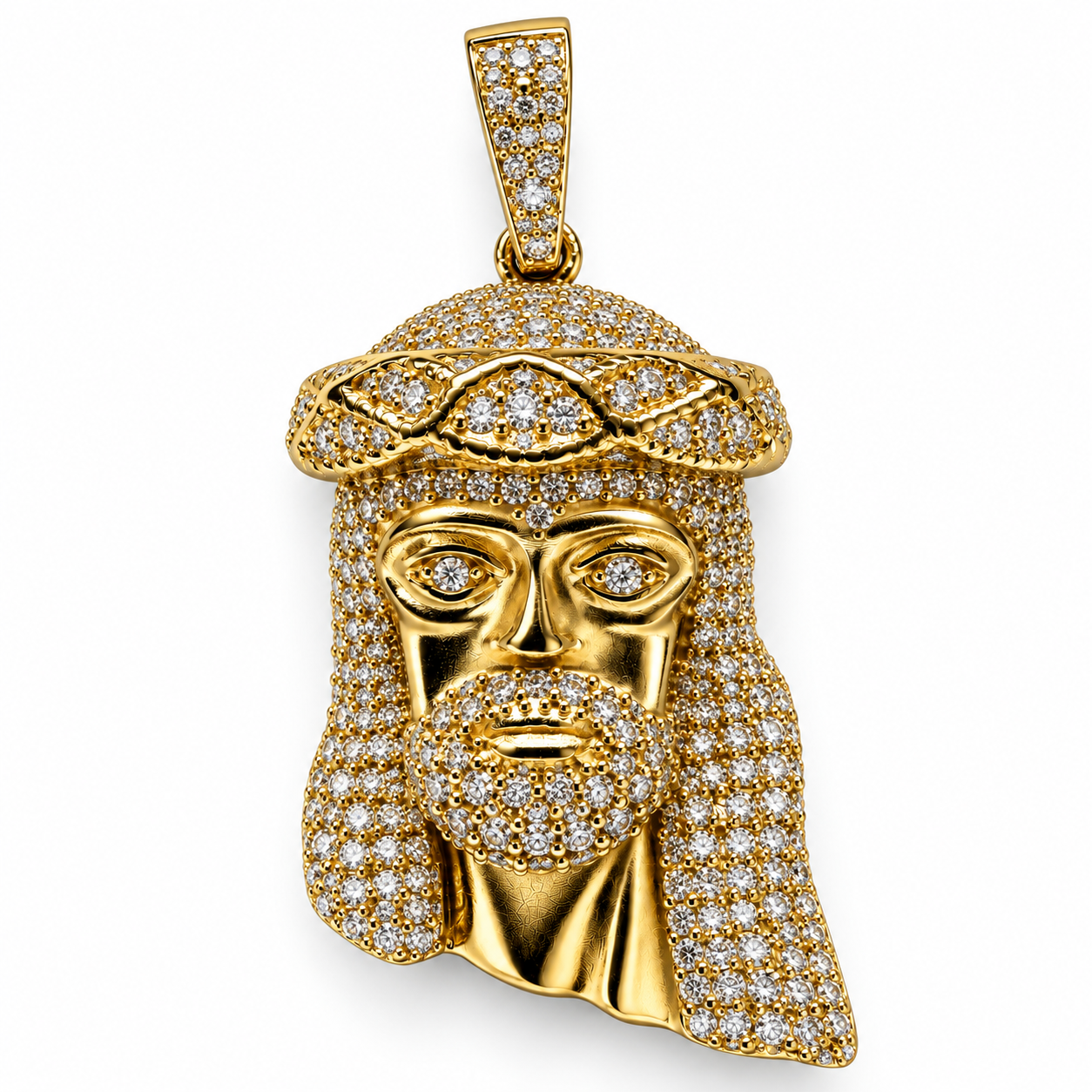 LIGHTBRINGER BUSSDOWN DIAMONS JESUS PIECE – FL–IF MOISSANITE | 925 SILVER |18K VERMEIL GOLD
