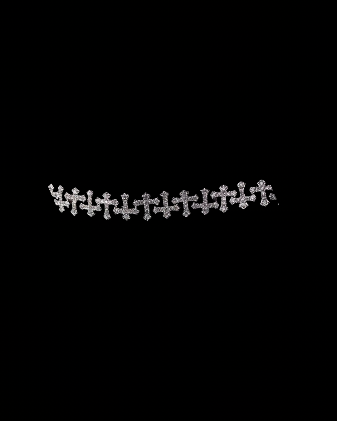 Gelati's Double-Cross Diamond Bracelet In Titanium - Carbon diamonds and 18K Vermeil Gold Accents.